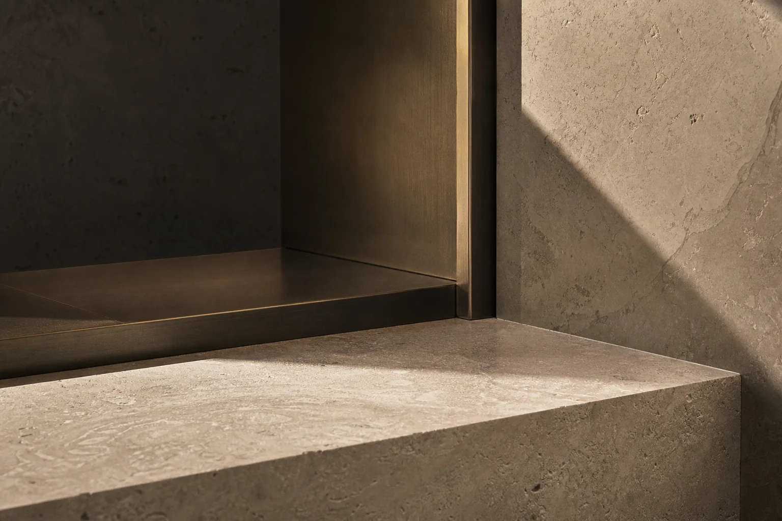 Natural stone and brushed gold detail